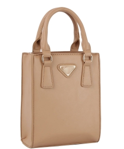 Triangle Logo Top Handle Satchel Bag DXV-0197 STONE